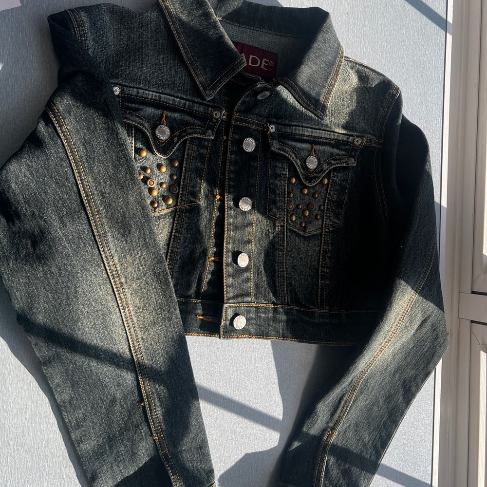 Denim Kids Jacket with Stud Accents